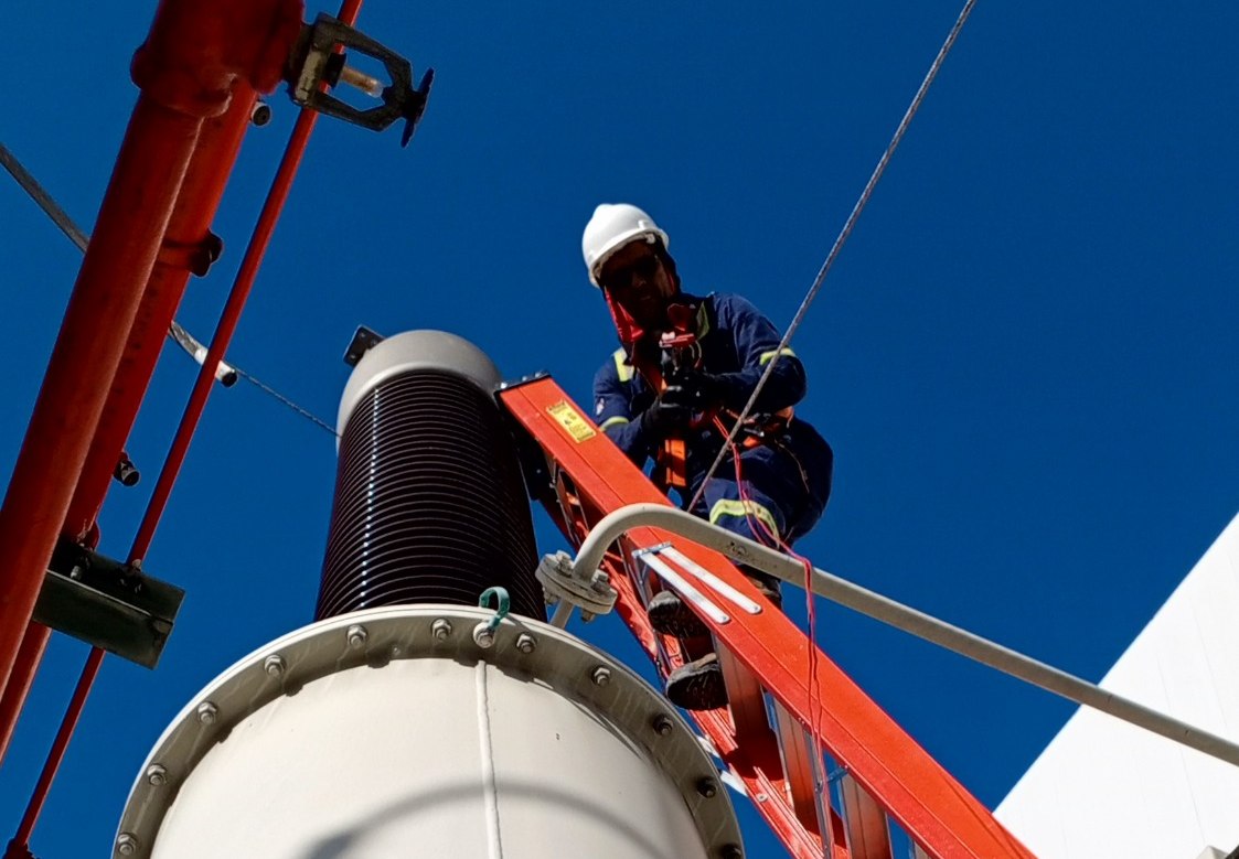 Diagnostic testing of bushings in a substation