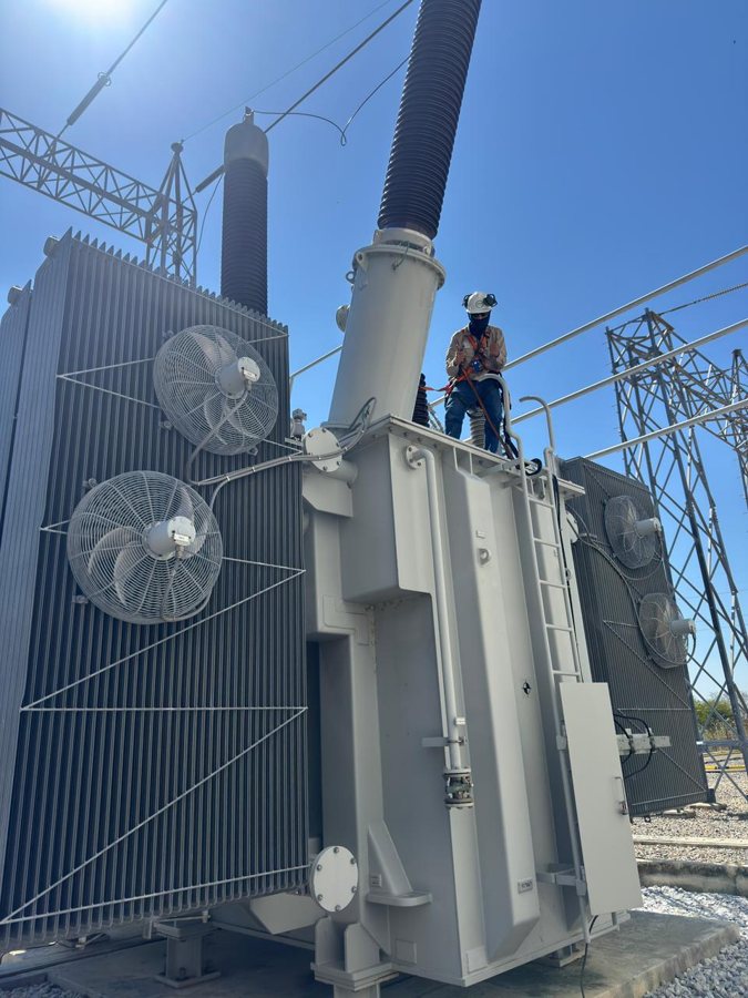 Commissioning of 125 MVA 230 kV transformer — view of the ABB transformer